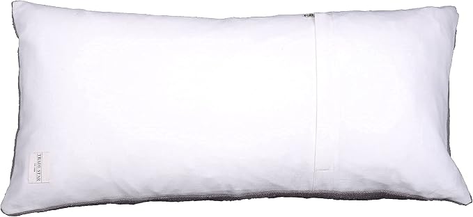 Trade Star Lumbar Pillow Shams Mudcloth Body Pillow Cases 100% Cotton Pillow Cover Boho Authentic Handloomed Tribal Farmhouse Home Décor (Grey Snow 12X24 INCHES)