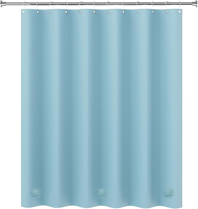 AmazerBath Teal Shower Curtain Plastic 72x72 Inches, Turquoise Shower Curtain Premium PEVA, 8G Heavy Duty Teal Shower Curtains for Bathroom with 3 Big Weighted Stones and 12 Rustproof Grommets
