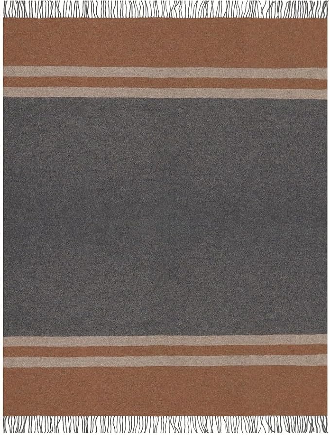 Superfine Alpaca Wool Throw Blanket - Lightweight Alpaca Merino Wool Throw Blankets | Soft Peruvian Alpaca Blanket Wool Blanket Striped Design 63" x 52" (Gray/Camel/Taupe)