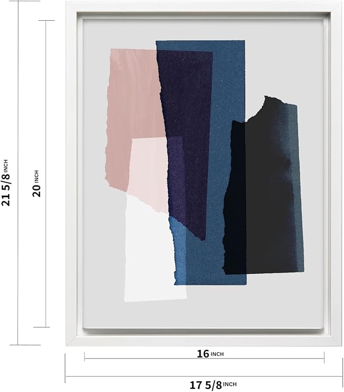Monem Art Abstract Torn Paper Collage Print - Minimalist Modern Art Poster - Wall Decor for Living Room, Bedroom or Office - 16x20 White Framed CANVAS Wall Art by Mareike Bohmer