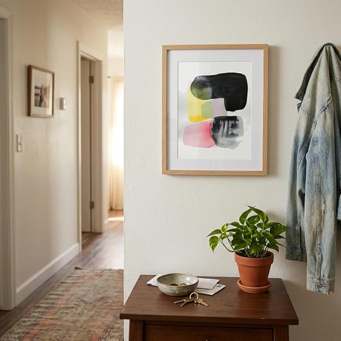 Moonow7 Small Vibrant Abstract Poster, Colorful Watercolor Wall Art Prints for Bedroom Office Wall Decor, Modern Artwork Accent, Unframed, Size 8x10 / 20x25 cm
