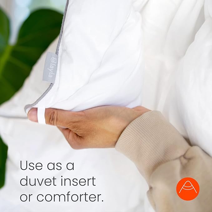 Layla All Season Down Alternative Comforter, (White, Full/Queen), 300 Thread Count 100% Cotton Fabric with Corner Loops