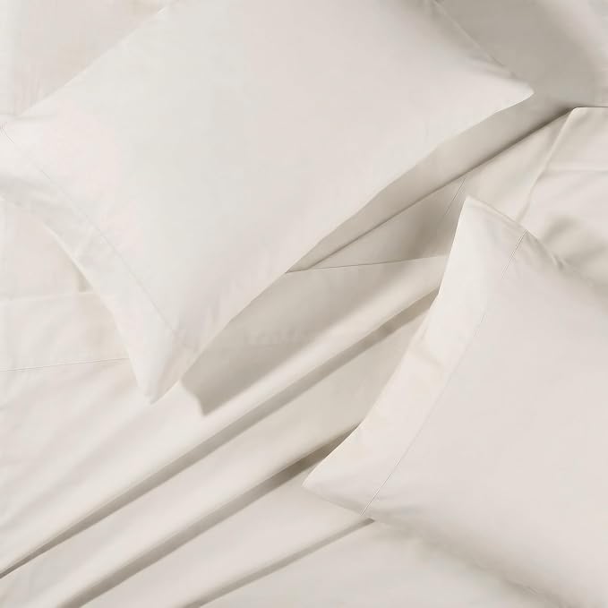 Bioweaves 100% Organic Cotton King Pillow Cases 300 Thread Count Soft Sateen Weave GOTS Certified – King Size, Set of 2, Cream