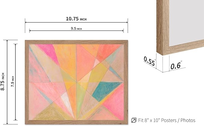 Monem Art Colorful Geometric Abstract Painting Print - Pastel Art Deco Style Art Poster - Wall Decor for Living Room, Bedroom or Office - 8x10 Beige Framed Wall Art by Renee Stramel
