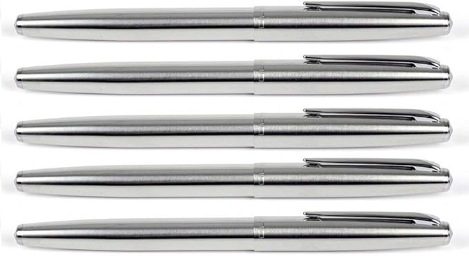 Gullor 5 PCS Stainless Steel EF Nib Classic Fountain Pens Set with Ink Converters