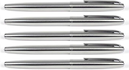 Gullor 5 PCS Stainless Steel EF Nib Classic Fountain Pens Set with Ink Converters