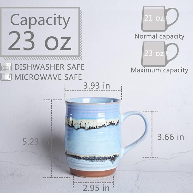 Bosmarlin Extra Large Ceramic Coffee Mug, 23 Oz, Dishwasher and Microwave Safe, Oversized Big Tea Cup for Office and Home (Purple, 1)