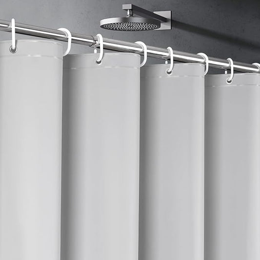 UFRIDAY Grey Short Shower Curtain Liner Premium PEVA 72 x 66 inch,Heavy Duty Shower Curtain with 3 Weighted Magnets, Plastic Waterproof Grey Shower Curtains for Bathroom with 12Hooks