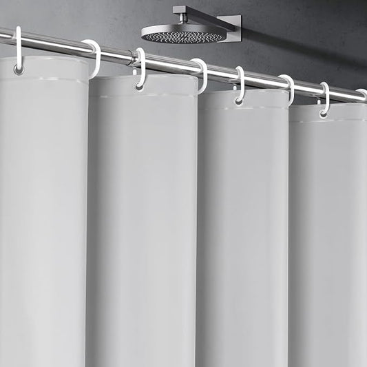 UFRIDAY Grey Extra Long Shower Curtain Liner Premium PEVA 72 x 84 inch,Heavy Duty Shower Curtain with 3 Weighted Magnets, Plastic Waterproof Grey Shower Curtains for Bathroom with 12Hooks