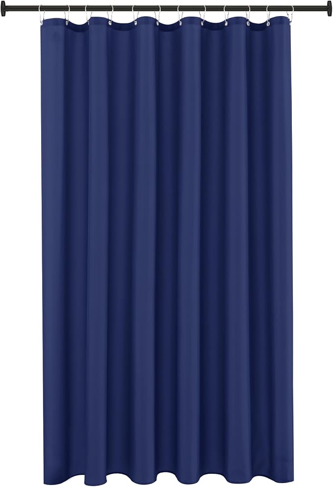 Biscaynebay Hotel Quality Fabric Shower Curtain Liners 72 Inch by 72 Inch, Navy Water Resistant Bathroom Curtains, Rust Resistant Grommets Weighted Bottom Hem Machine Washable