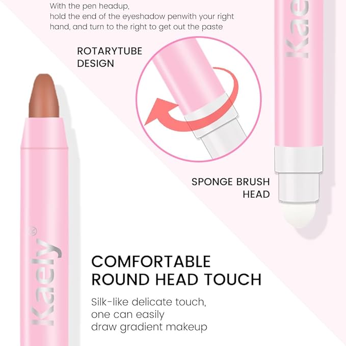 evpct 1Pcs Caramel Matte Cream Eye Shadow Brightener Sticks for Eyes Waterproof Pigmented, Double Ended Cream Eyeshadow Stick Pencil Pen with Applicator, Eye Shadow Palette Highlighter Makeup 30