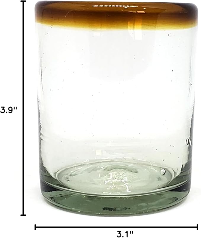 Amber Rim 10 oz Tumblers (set of 6), Recycled Glass, Lead-free, Toxin-Free (Tumbler)