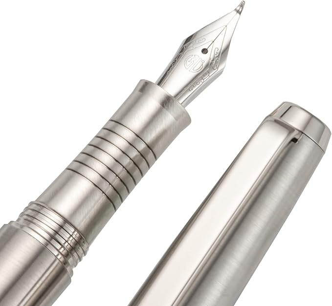 Lanxivi Stainless Steel Fountain Pen Bent Nib Art Drawing Calligraphy Fude Pen Metal Box