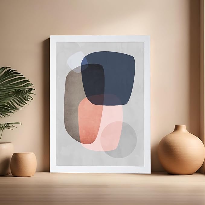 Monem Art Pastel Abstract Organic Shapes Print - Scandinavian Minimalist Art Poster - Wall Decor for Living Room, Bedroom or Office - 16x20 White Framed Wall Art by Mareike Bohmer