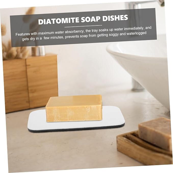 IMIKEYA 2pcs Non-Slip Diatomite Soap Dish for Bathroom Quick Dry Safe Eco-Friendly