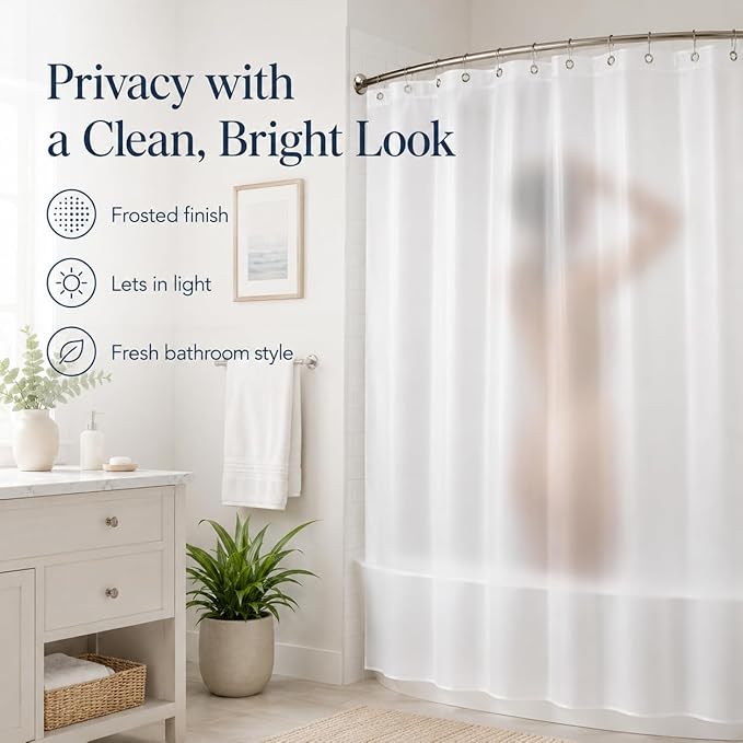 TreeLen Hotel Collection Shower Curtain Liner,Eco-Friendly PEVA Plastic 10Gauge 72" x 72" Shower Curtain Liner with Magnets, Weighted,Waterproof