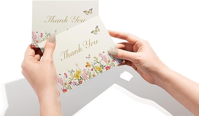 Spring Bloom Floral Thank You Cards & Notes with Envelopes Set (12 Pack), Thank You Greeting Card, Perfect for Baby Shower, Business & Birthday, & Wedding, Holiday Thank You Cards, Appreciation Gifts