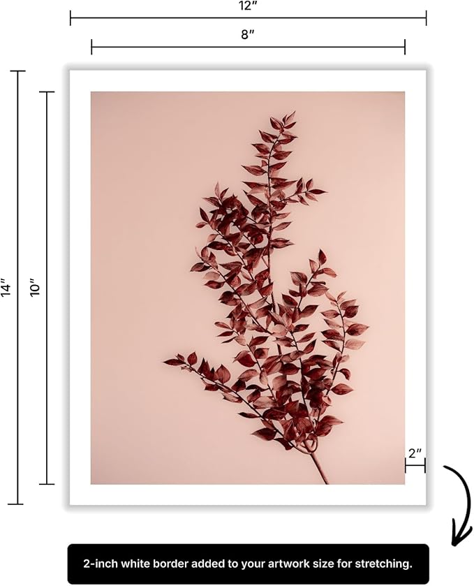 Monem Art Dried Red Botanical Branch Print - Minimalist Boho Nature Poster - Wall Decor for Living Room, Bedroom or Office - 8x10 ROLLED CANVAS Wall Art by Mareike Bohmer