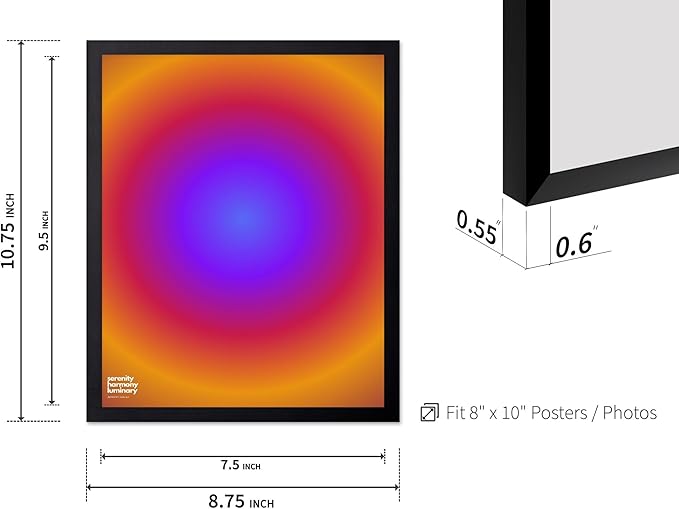 Monem Art Radiant Infinity Circle Gradient Print - Modern Abstract Color Field Poster - Wall Decor for Living Room, Bedroom or Office - 8x10 Black Framed Wall Art by Rs Lab Studio