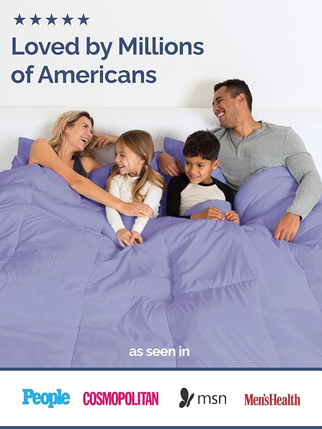 Queen Size, Lavender Alternative Down Comforter - Warm, Lightweight & Breathable Hotel Quality Bedding Set for Men, Women, Kids & Teens - All Season Oversized Cooling Microfiber Duvet Insert Comforter