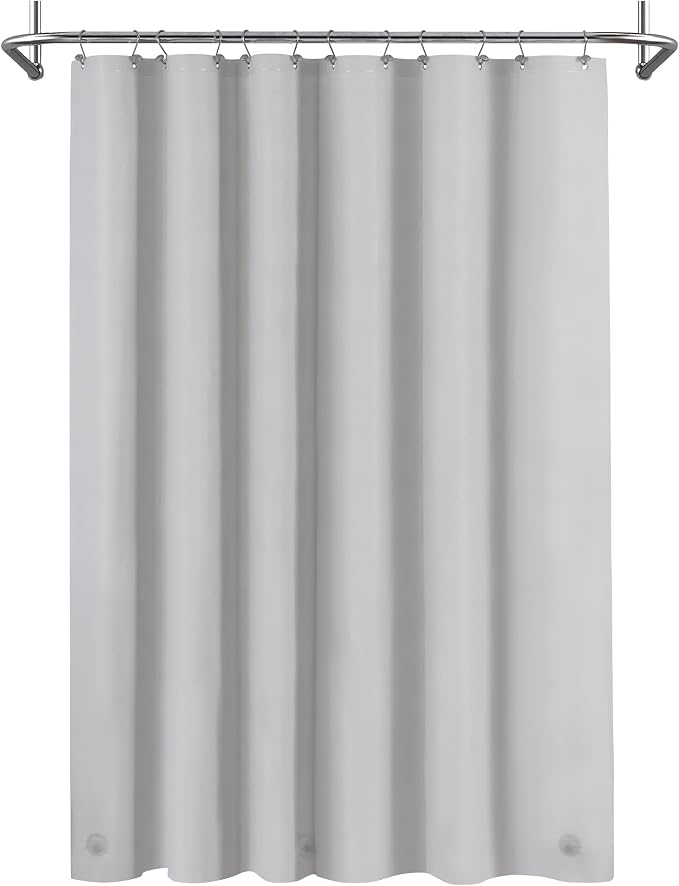 Mrs Awesome Grey Shower Curtain Liner with 3 Magnets, 72x72 Premium Flexible Sturdy Plastic Shower Curtain for Bathroom Lightweight & Waterproof, Light Gray