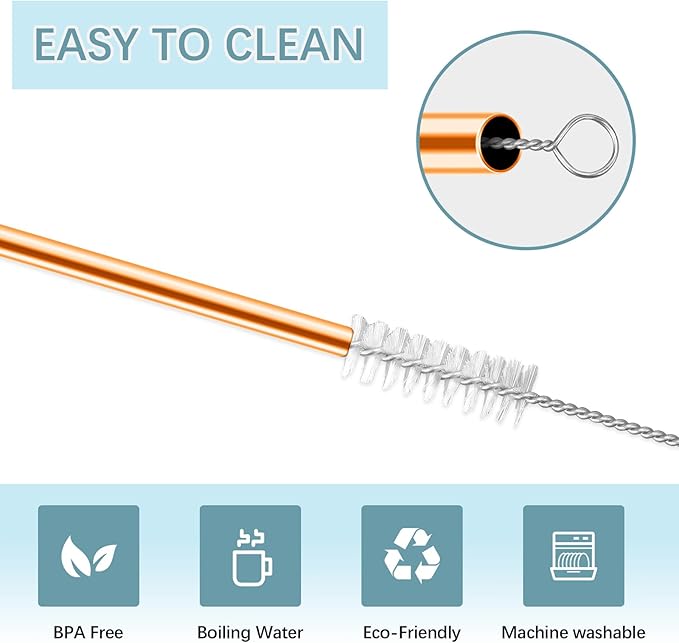 27 Pack metal straws reusable,12 Straight +12 Bent 3 Pcs Cleaning Brushes Included,stainless steel straws for 20oz and 30oz Tumblers Dishwasher Safe