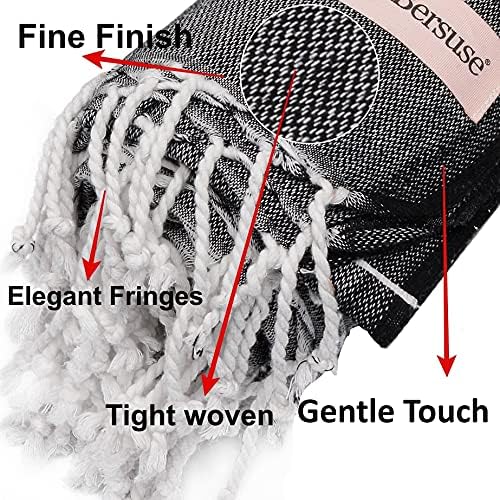 Bersuse Towels Anatolia XL Beach Blanket Throw Blanket Turkish Towel 100% Cotton Extra-Large Quick-Dry Lightweight Premium Peshtemal Towel - 61x82 Inches, Lilac