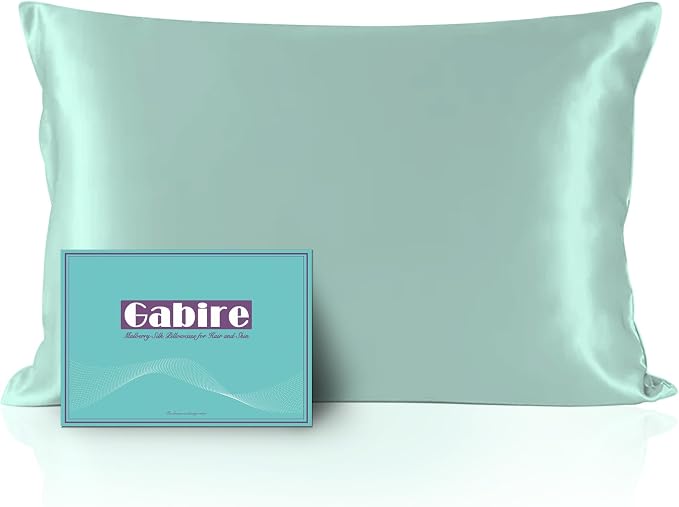 Gabire Mulberry Silk Pillow Case for Hair and Skin Prevent Acne Pillowcases Both Sides Real Silk Pillowcases Organic Silk Pillowcase with Hidden Zipper, Sage Green, Queen (20"×30")