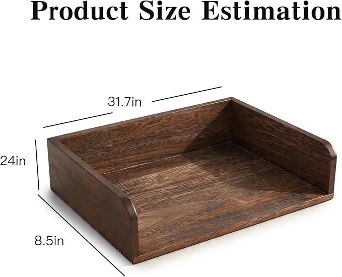 Wooden Desk Organizer, 2-Tier Stackable Wood Inbox Tray for Office, Home & School