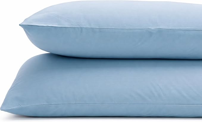 ORGANIC TEXTILES 350 Thread Count GOT's Certified Organic Cotton Pillowcases, Non-Toxic - (King, Blue) - Set of 2