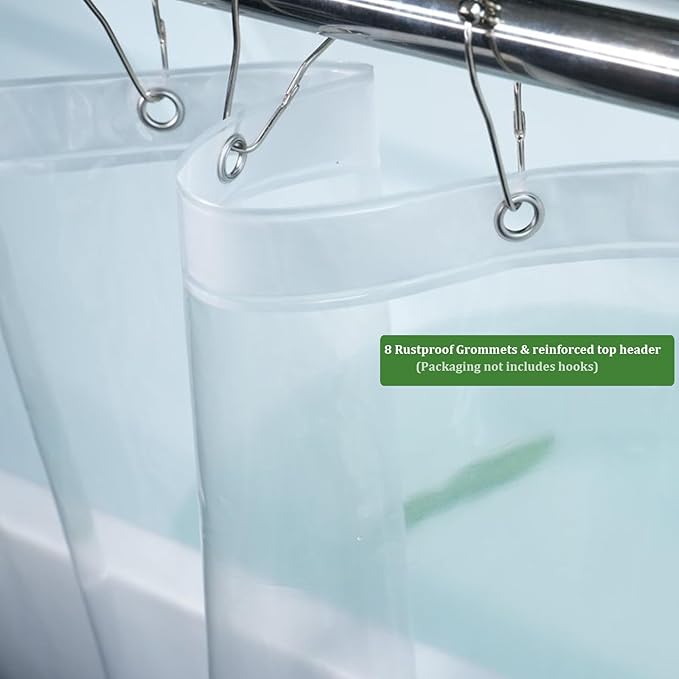 48x74 Stall Shower Curtain Liner, Clear Plastic Heavy Duty Thick Waterproof 48 x 74 Shower Curtain with 3 Weighted Magnets and 8 Rustproof Grommets