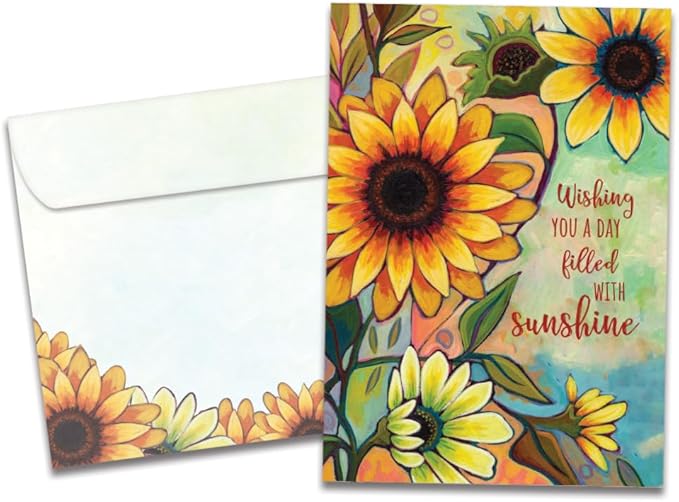 Tree-Free Greetings - Birthday Cards - Artful Designs - 1 Card + Matching Envelope - Made in USA - 100% Recycled Paper - 5"x7" - Thankful Sunshine (GO65462)