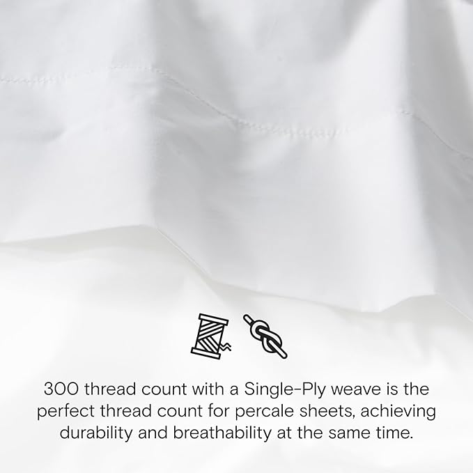 DOZ 100% GOTS Certified Organic Cotton Sheet Set, Crisp Percale Weave, Long Staple, Breathable, Matte Finish, Hotel Style, Durable, 3pc – 2 Pillowcases 1 Fitted (Snow, Queen)