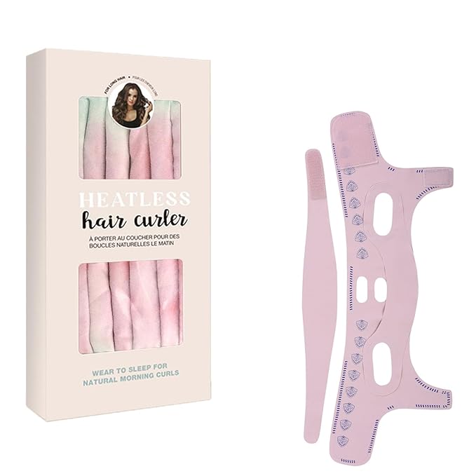 Heatless Curling Rod - Heatless Hair Curler for Overnight Curls, Soft Hair Curlers to Sleep In, Heatless Curlers for Women, No Heat Curls (6Pcs +1 Pcs chin strap) (Sunset Tie Dye, 10IN)