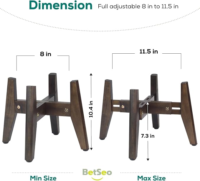 Dog Bowl Stand for Water/Food - Adjust with Lock - Dog Water Fountain Holder, Elevates Pet Food and Water Feeder Bowls (Bowl not Included) (1 Pack - (Height 10.4" Width 8-11.5")