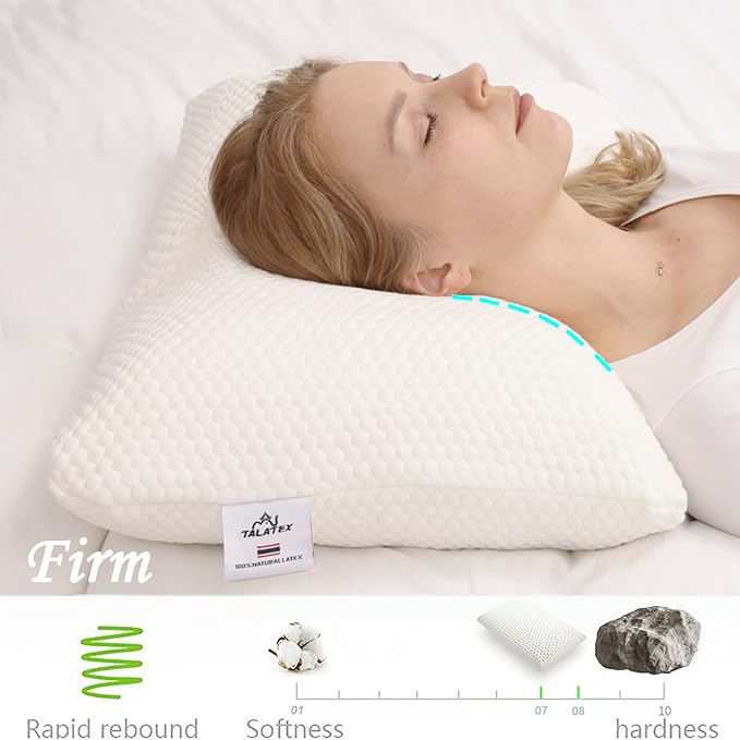 Talatex Talalay 100% Natural Premium Latex Pillow, Helps Relieve Pressure, No Memory Foam Chemicals, Perfect Package Best Gift with Removable Tencel Cover (King(33"×15.7"×5.9")