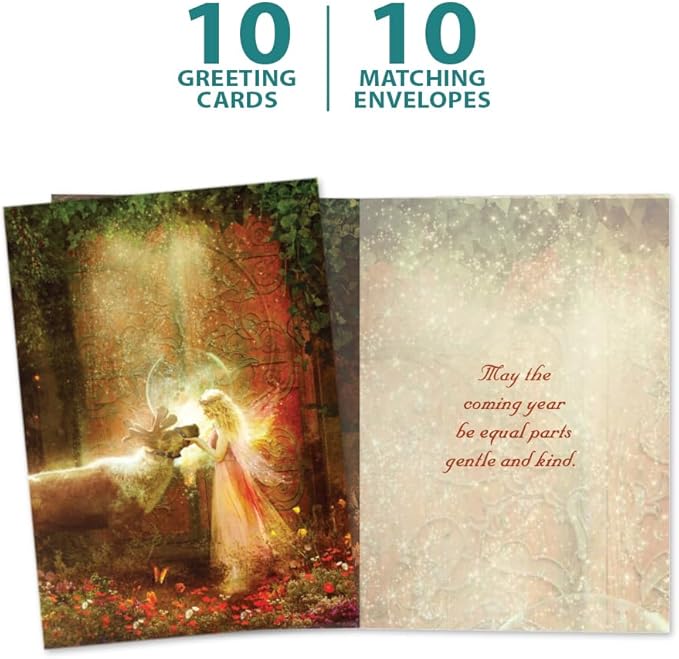 Tree-Free Greetings Gentle Kindness Solstice Cards - 10 Recycled 5x7 Cards & Matching Envelopes, Thick Cardstock, Made in USA - Mystical Fairy Ring