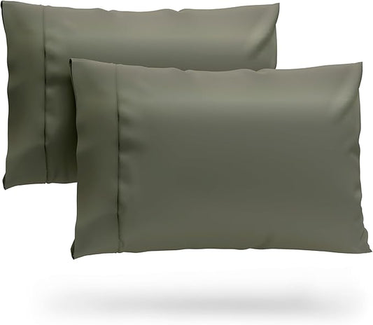 Cosy House Collection 100% Rayon Derived from Bamboo Pillowcase Set | Cooling, Breathable, Silky Soft 2-Piece Envelope Closure Pillow Case Cover Set (King, Grey)