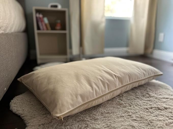 Natural Cotton Canvas Dog Bed – Raw Cotton Filled Pet Cushion Insert, Breathable Eco-Friendly Dog Mattress, Durable Washable Cover with Zipper (Natural, X Large 53"x36"x5")
