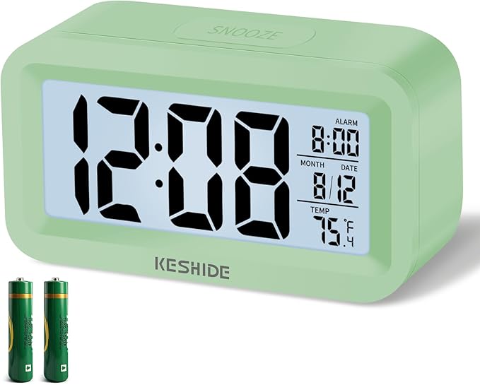 Travel Digital Alarm Clock,Battery Operated with Backlight, Indoor Temperature, Desk Small Clock,Snooze Model,12/24H Display for Bedrooms Heavy Sleepers Kids Travel Bathroom