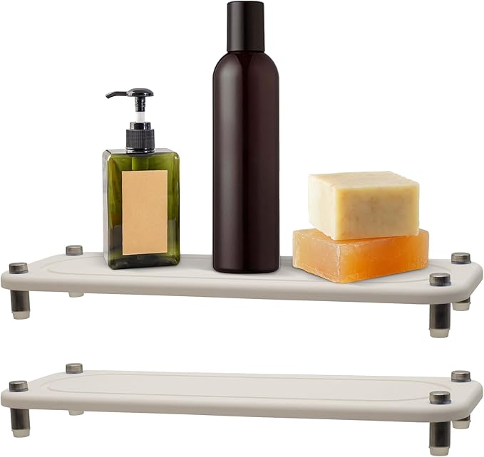 2PCS Water Absorbing Stone Trays, Diatomite Bathroom Counter Tray, Caddy Kitchen Sink Organizer Tray, Faucet Drying Mat Coaster Soap Dish Riser Dispenser Sponge Holder (White, 12'' x 4'')