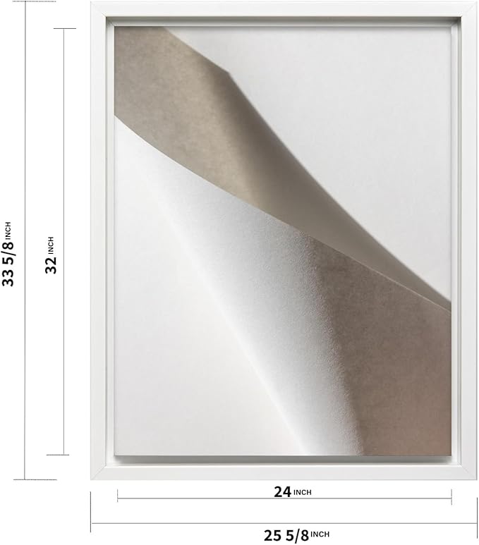 Monem Art Minimalist Folded Paper Abstract Print - Scandinavian Neutral Texture Art Poster - Wall Decor for Living Room, Bedroom or Office - 24x32 White Framed CANVAS Wall Art by Mareike Bohmer