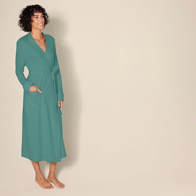 Amazon Essentials Women's Lightweight Waffle Full-Length Bath Robe with Pockets (Available in Plus Size)