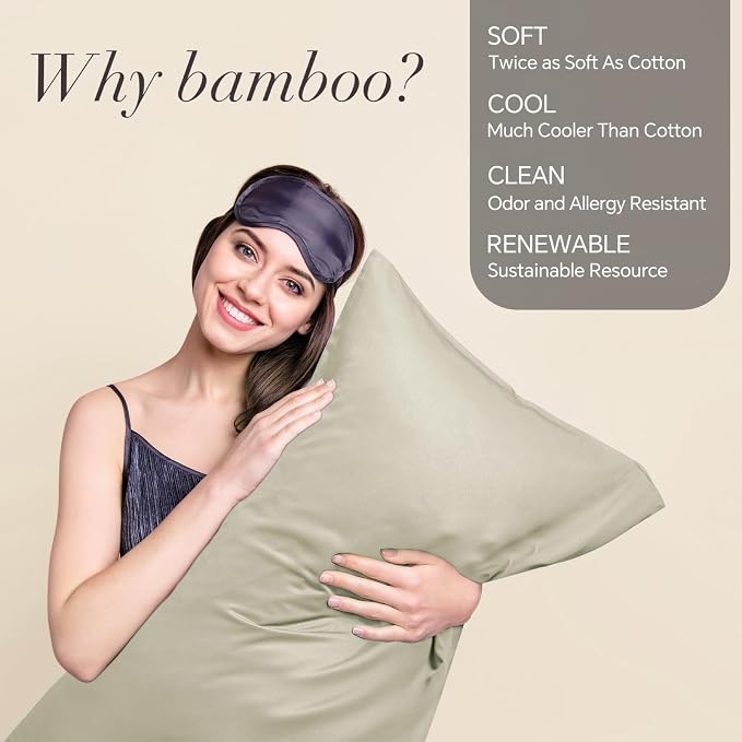 BEDELITE Body Pillow Cover, Rayon Made from Bamboo, Cooling Body Pillow Pillowcase for Hot Sleepers and Night Sweats, Breathable & Silky Soft Full Long Pillow Case Cover (Linen, 20x54 Inches)