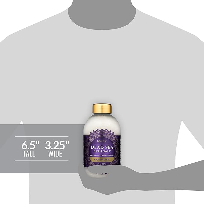 Bokek Bokek Organic Lavender Bath Salt, Dead Sea Salt Scented With Certified Organic Essential Oil, 20 Ounce Jar, White, Lavender, 20 ounces