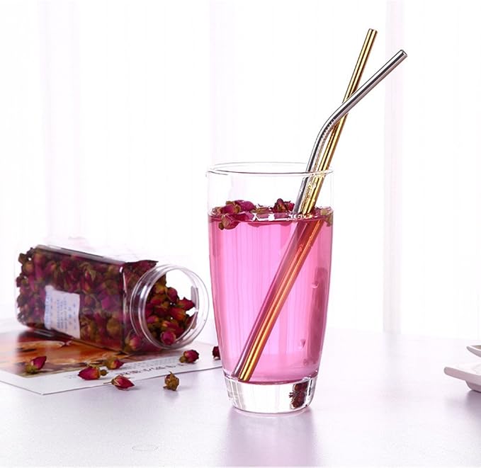 Reusable Stainless Steel Drinking Straws, 20 Pcs 4 Size - 6.3'' 7.1'' 8.5'' 10.5'', BPA Free Long Short Smoothie Drinking Curved Bent Straws With 2 Brushes and Carry bag, Fit for 10/20/30 oz Tumblers