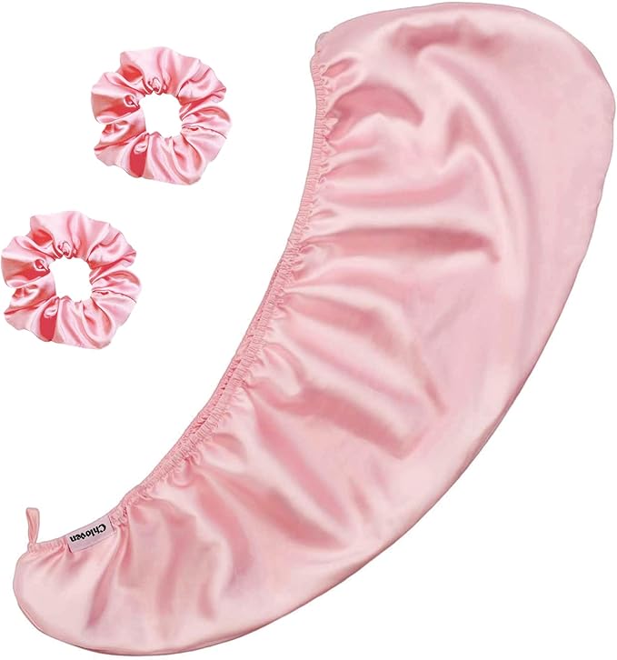Chloven Satin Hair Towel Wrap - Satin Silk Hair Wrap for Sleeping, Large Hair Wrap Towels with Scrunchies, Anti Frizz Hair Drying Towel Wrap for Women Girls,Ultra-Fine Hair Towel Wrap for Long Hair