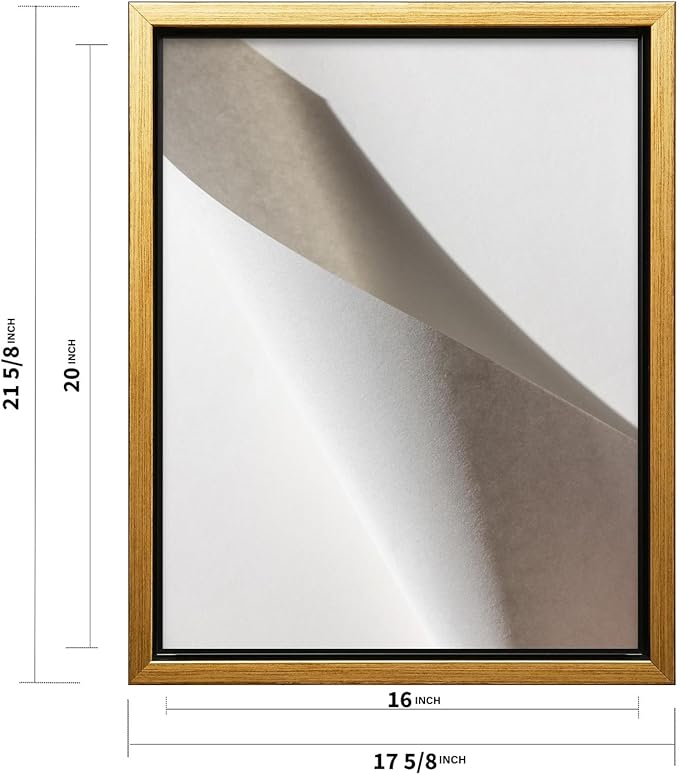 Monem Art Minimalist Folded Paper Abstract Print - Scandinavian Neutral Texture Art Poster - Wall Decor for Living Room, Bedroom or Office - 16x20 Gold Framed CANVAS Wall Art by Mareike Bohmer