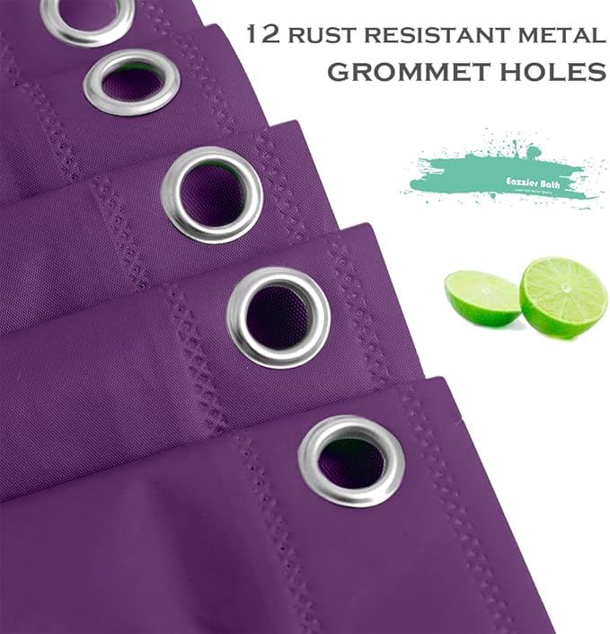 Purple Plastic Shower Curtain Or Liner, 72x72 Inch Lightweight Purple Cuctus Plastic Bathroom Shower Showroom Inner Curtain with Rustproof Metal Grommet Holes and Weighted Magnets