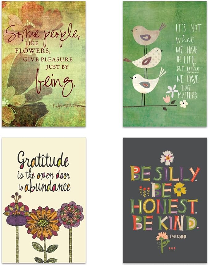 Tree-Free Greetings - All Occasion Cards - Artful Designs - 16 Assorted Cards + White Envelopes - Made in USA - 100% Recycled Paper - 4 x 6 - Be Kind (FP54174)